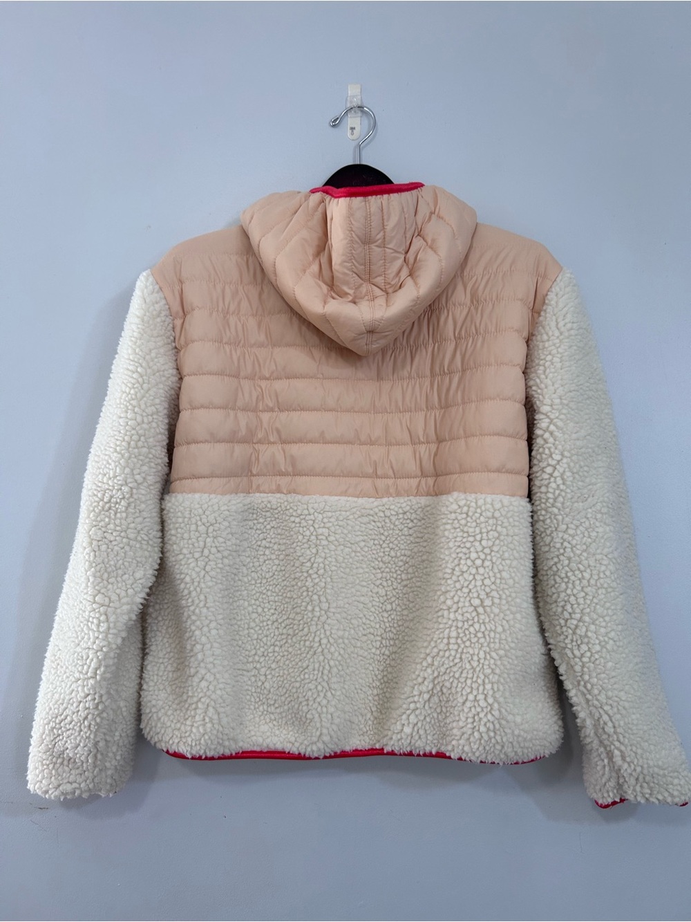 Ivory Ella Claire Mixed Media Sherpa Pullover Jacket. S - Picture 5 of 16